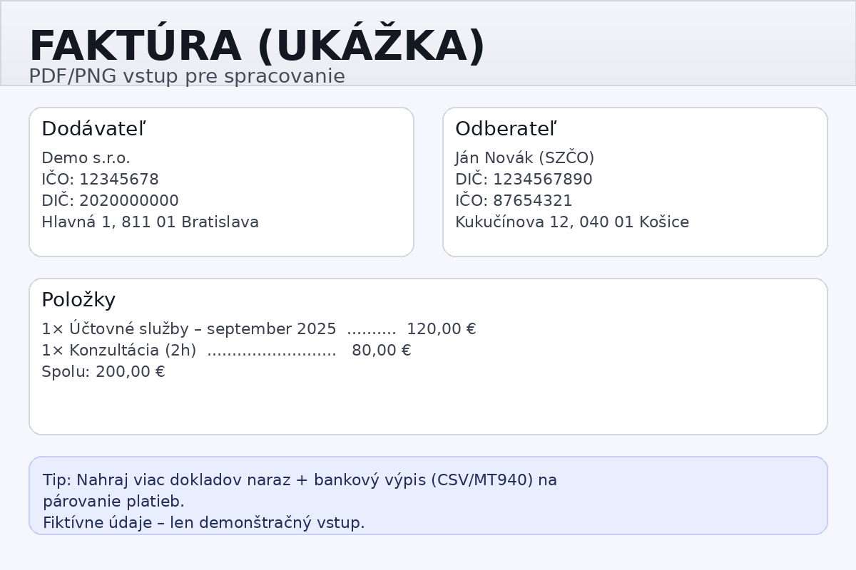 Ukážka vstupu: faktúra